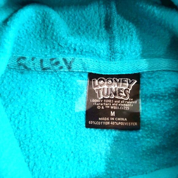 Looney Tunes Hoodie Women Medium Blue Tweety Bird That's All Folks Graphic Print - Picture 6 of 6